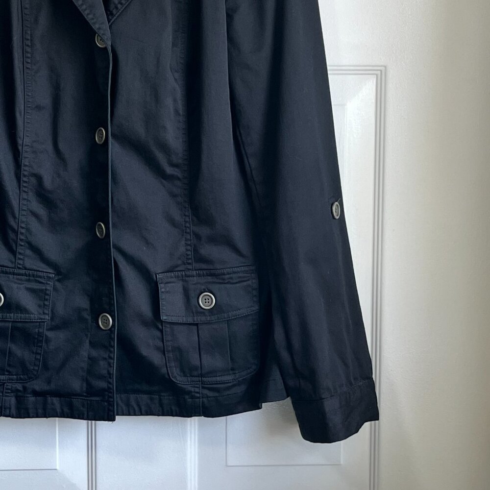 Units Button Down Black Lightweight Preppy Spring Jacket Size Medium Tall - Picture 3 of 7